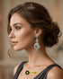 The "Emerald Camellia" Grand Chandelier Drops – Intricate Mint Green Zircon & Premium AD Stone Earrings in Rhodium Finish