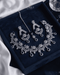 Silver plated bridal set with sapphire blue AD stones and tikka in box