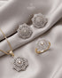 "Diamond-cut jurao stone necklace set with earrings and ring on grey satin by Jewels by Sarah"