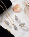 Gold plated two-tone zircon cluster jewelry set styled with rose petal and perfume – Jewels by Sarah