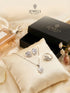 S925 Sterling Silver 3-Piece Floral Necklace Set with Marquise Cut Zircons - Available in Ruby Blue Champagne and White