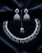 "Sapphire blue AD jhumka necklace set with tikka and earrings on navy velvet by Jewels by Sarah"