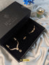 Gold-plated luxury formal jewelry set including crown ring and bracelet in a luxury box