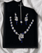 "Sapphire blue AD feather necklace set with tikka and earrings in gift box by Jewels by Sarah"