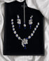 "Sapphire blue AD feather necklace set with tikka and earrings in gift box by Jewels by Sarah"
