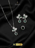 Emerald Green and Silver Butterfly Jewelry Set for Party Wear for women