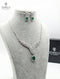Majestic Emerald Green Zircon Necklace Set – Silver Plated American Diamond (AD) Jewellery