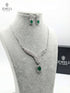 Majestic Emerald Green Zircon Necklace Set – Silver Plated American Diamond (AD) Jewellery