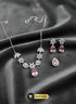 Baby Pink Floral Zircon Necklace Set with Teardrop Earrings and Ring.