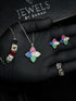 Luxury Multicolor Crystal Floral Jewelry Set – Necklace, Earrings, Ring & Bracelet