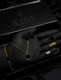 Luxury Black Onyx Jewelry Set – Necklace, Earrings, Ring & Bracelet