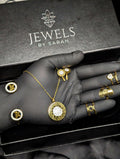 Premium Gold & Crystal Jewelry Set – Necklace, Bracelets, Rings