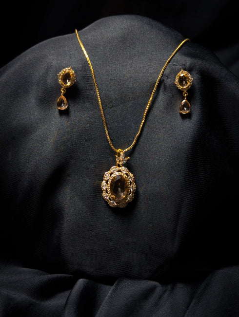 Royal Gold Crystal Pendant Set for Women by Jewels by Sarah