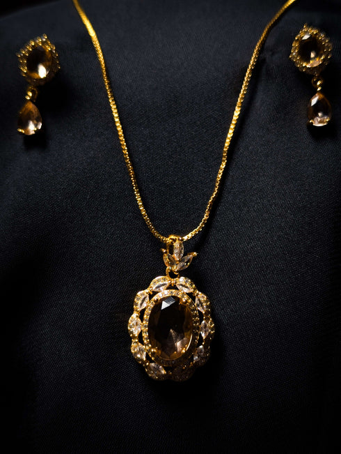 Royal Gold Crystal Pendant Set for Women by Jewels by Sarah