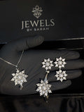 Snowflake Crystal Jewelry Set for Women | Premium Silver Plated Set