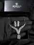 Pristine Emerald-Cut Zircon Necklace Set – Silver Plated American Diamond
