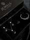 Emerald Green Zircon Complete Gift Set – Silver Plated (4-Piece Collection)