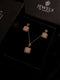 Blush Pink Square Zircon 2-Piece Set – Rose Gold Plated (Necklace & Earrings)