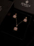 2-Piece Blush Pink Square Zircon Necklace and Earring Set in Rose Gold Plating - Luxury Gift Box Pakistan