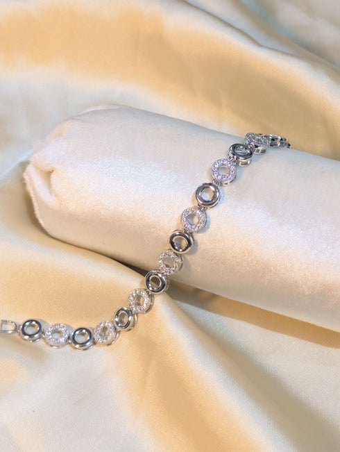 Silver Plated Eternity Circle Link Bracelet with American Diamonds - Artificial Jewellery Pakistan