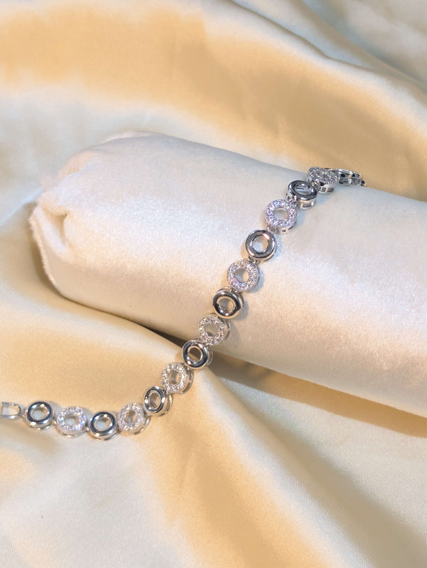 Silver Plated Eternity Circle Link Bracelet with American Diamonds - Artificial Jewellery Pakistan