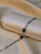 Silver Plated Beaded Chain Bracelet with Black Square Zircon Stones - Trendy Artificial Jewellery Pakistan