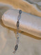 Silver Plated Paperclip Chain Bracelet with Alternating Pave Zircon and Plain Links - Trendy Artificial Jewellery Pakistan