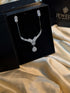 S925 Sterling Silver Floral Pear-Drop Necklace Set in Emerald Green, Black, and White Zircon Stones - Luxury Jewellery Pakistan