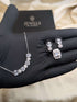 S925 Sterling Silver Curved Bar Necklace Set with Emerald Cut and Floral Zircons - Available in White Green and Colored Stones