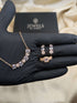 S925 Sterling Silver Curved Bar Necklace Set with Emerald Cut and Floral Zircons - Available in White Green and Colored Stones