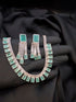 Modern silver-tone zircon necklace set with diamond-like brilliance.
