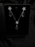Premium Floral Zircon Pendant Set with Teardrop Drops – 5 Colors (Necklace & Earrings)