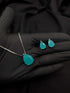 Mint green teardrop stone jewelry set for women.