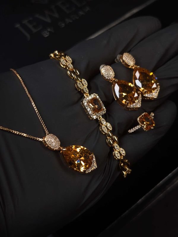 champagne-gold-teardrop-jewelry-collection-formal-wear