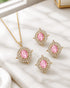 Pink AD stone Jadau pendant and earrings set - Jewels by Sarah 22K gold polish