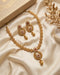 South Indian gold polish beaded necklace set with ruby stone chandbali pendant