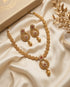 South Indian gold polish beaded necklace set with ruby stone chandbali pendant