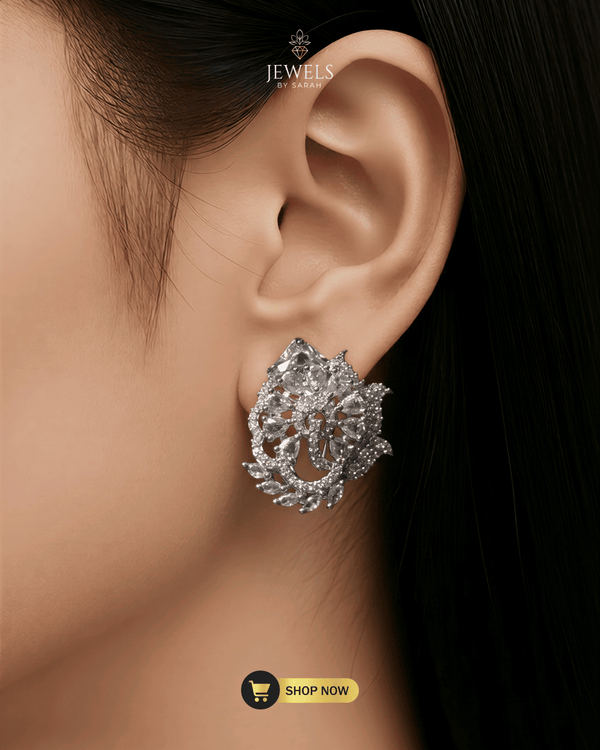 Elegant-Women-Wearing-Ice-Petal-AD-Stone-Earrings-Premium-Jewelry-Brand
